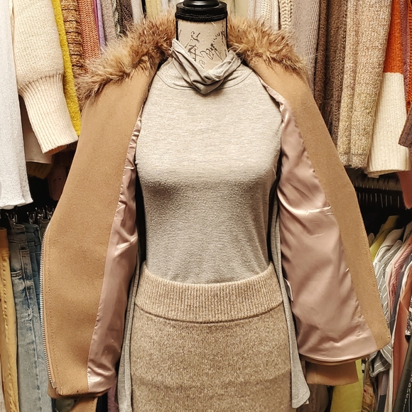 H&M wool blend Long biker jacket, Size 2 - Picture 7 of 16